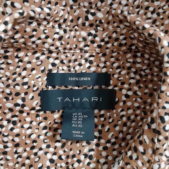 Tahari Linen Dress Women Size XS Button Front Collar High Low - Picture 4 of 5